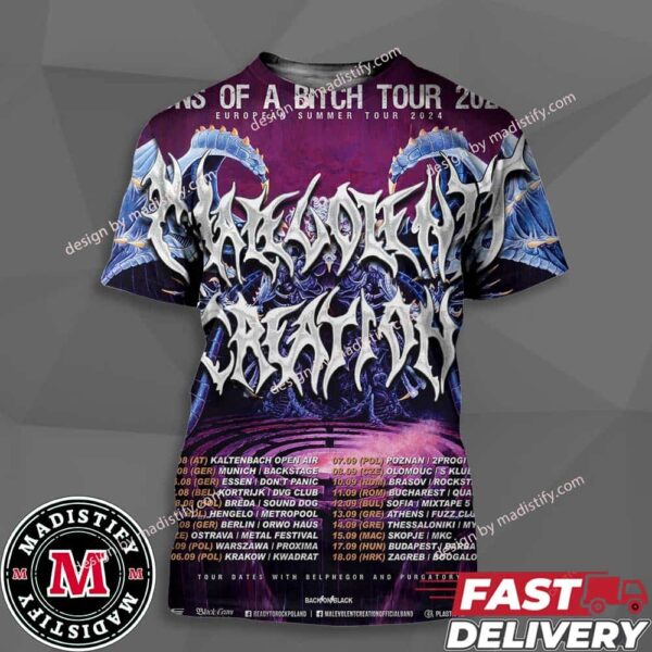 Malevolent Creation European Tour 2024 Sons Of A Bitch Tour Schedule List Date Unisex All Over Print Essentials T-Shirt