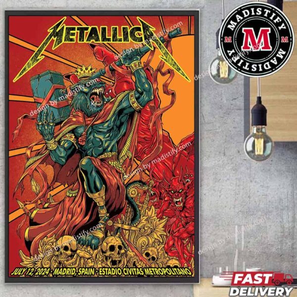 Merch Poster For Metallica Madrid M72 World Tour 2024 In Spain On July 12 At Madrid Estadio Civitas Metropolitano No Repeat Weekend By Puis Calzada Home Decor Poster Canvas