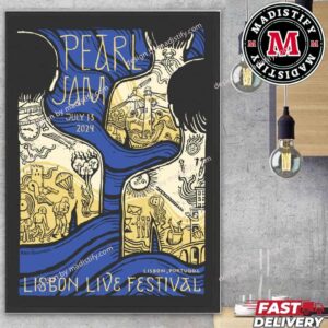 Merch Poster For Pearl Jam Show 2024 In Portugal On July 13 At Lisbon Live Festival Art By Mykhailo Skop Home Decorations Poster Canvas