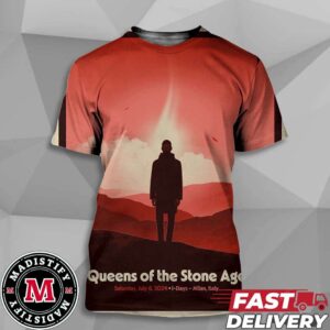 Merch Poster For Queen Of The Stone Age Show In Italy On July 6th 2024 At Milan Unisex All Over Print Tee Shirt