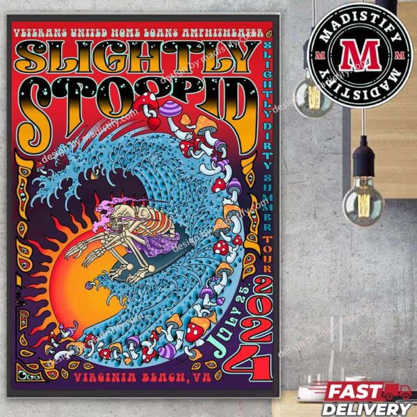 Merch Poster For Slightly Stoopid Show In 2024 At Vircinia Beach VA On July 25 Art By Mike Nomy Home Decoration Poster Canvas