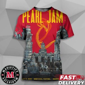 Merch Poster Pearl Jam Event Poster Dark Matter Show 2024 In Spain On July 11 At Mad Cool Festival Madrid Art By Villy Villian Unisex All Over Print Tee Shirt