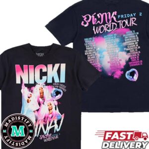 Nicki Minaj High Heels On My Tippies Pink Friday 2 World Tour 2024 Tour Stops Two Sides T-Shirt