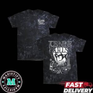 Official Merchandise Store Ice Nine Kills Horrorwood Sketch Acid Wash All Over Print Shirt