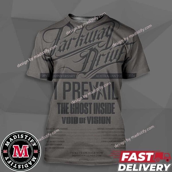 Parkway Drive 20 Year Anniversary Australian Tour 2024 I Prevail The Ghost Inside Void Of Vision Schedule List Date Unisex All Over Print Essentials T-Shirt