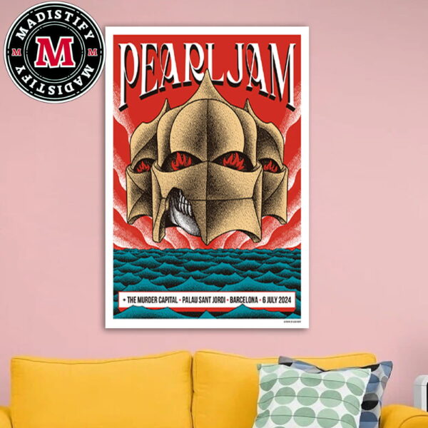 Pearl Jam Dark Matter Tour 2024 The Murder Capital Palau Sant Jordi Barcelona July 6 2024 Event Poster Art By Alex Omist Home Decorations Poster Canvas