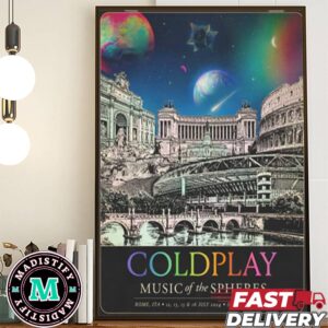 Rome July 2024 Music Of The Spheres Tour Hand Numbered Limited Edition Art By Coldplay Poster Canvas