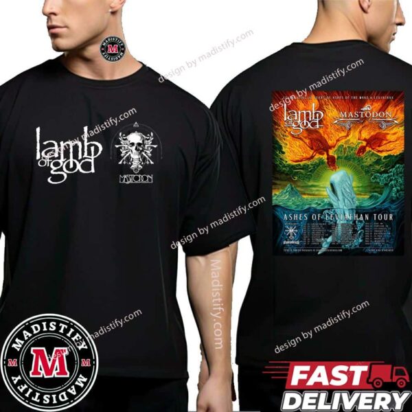 Ashes Of Leviathan Tour 2024 With Lamb Of God And Mastodon Poster Celebrating 20 Years Of Ashes Of The Wake And Leviathan Schedule List Unisex Two Sides Shirt