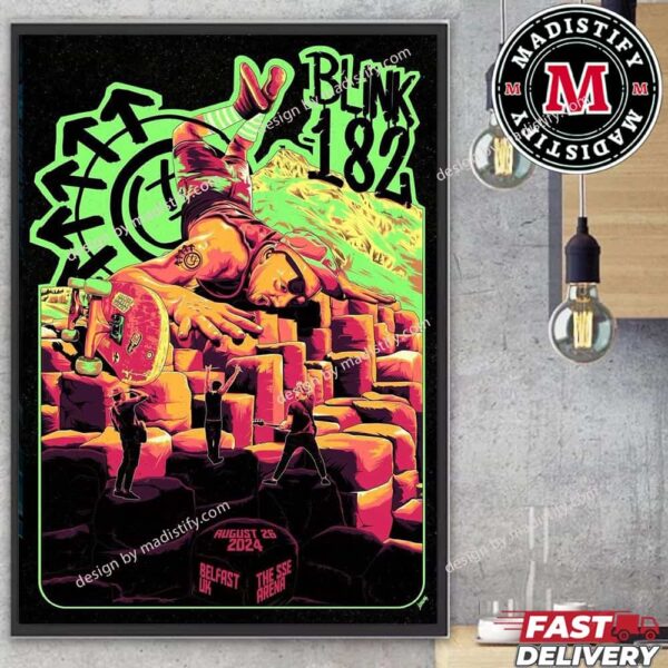 Blink-182 Show On August 26th 2024 Official Poster At The SSE Arena Belfast UK Home Decor Poster Canvas