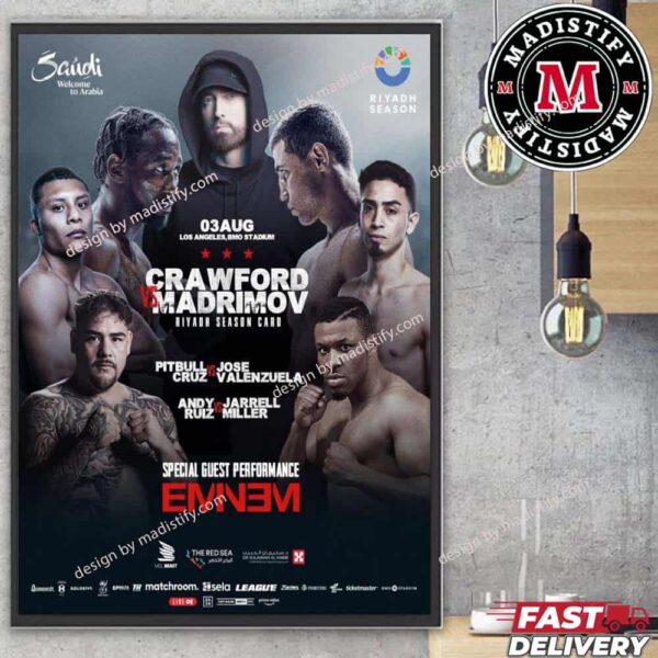 Crawford Vs Madrimov At BMO Stadium Los Angeles With Special Guest Performance Eminem Riyadh Season 2024 Home Decorations Poster Canvas