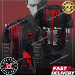 Darkness On The Horizon Marilyn Manson The Future Of The Twins Of Evil 2024 Tour Schedule List Unisex All Over T-Shirt