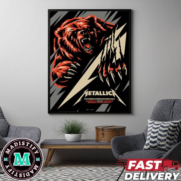 Exclusive Pop-Up Shop Poster For M72 Chicago Metallica North American Tour 2024 August 8 No Repeat Weekend Soilder Field Poster Canvas