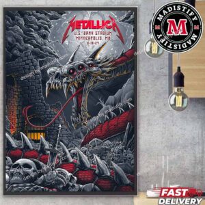 Full Shows Minneapolis US Bank Stadium Metallica M72 Minneapolis 18 August 2024 North America Tour No Repeat Weekend Pop-Up Poster Shop Home Decor Poster Canvas