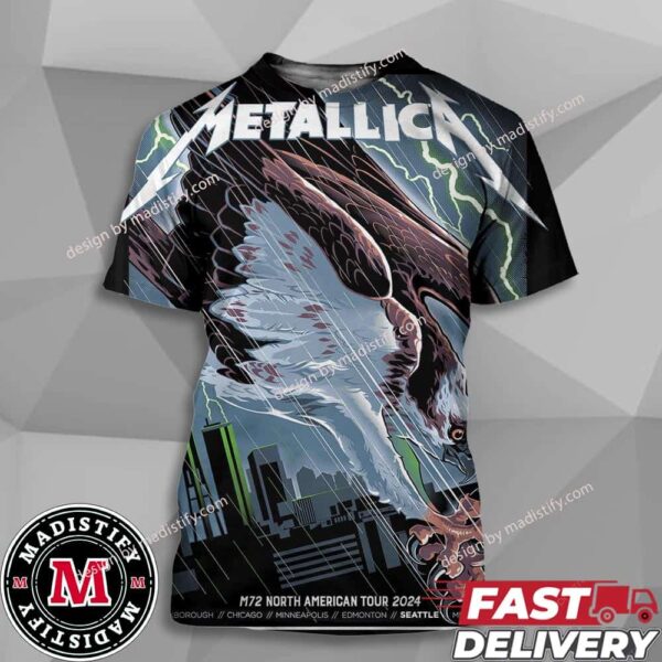 Merch Metallica M72 Seattle Nate Dino Pop-Up Shop Poster North America Tour In Washington USA On August 29th 2024  No Repeat Weekend At Lumen Field Stadium Essentials 3D T-Shirt