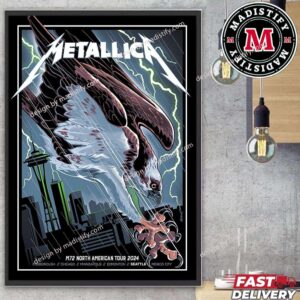 Merch Metallica M72 Seattle Nate Dino Pop-Up Shop Poster North America Tour In Washington USA On August 29th 2024  No Repeat Weekend At Lumen Field Stadium Home Decorations Poster Canvas