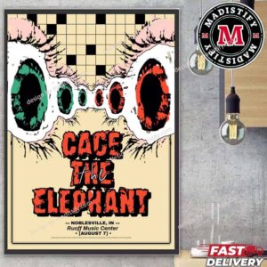 Merch Poster For Cage The Elephant In USA 2024 On August 7 At Noblesville Indiana Home Decor Poster Canvas