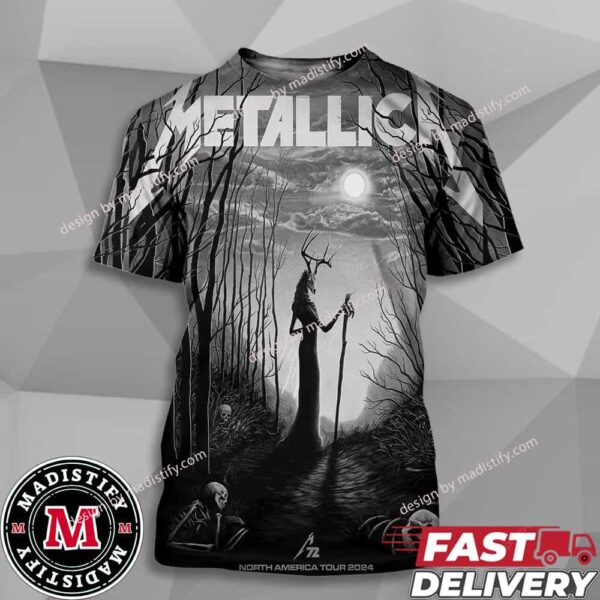 Merch Poster Metallica M72 Edmonton Pop-Up In Alberta Canada On August 23th And 25th M72 North American Tour 2024 At Commonwealth Stadium Art By Stag Of the Haunted Forest Essentials All Over Print Shirt