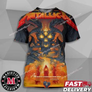 Metallica North American Tour 2024  Exclusive Pop-Up Shop Merch Poster For M72 Minneapolis MN US August 15th Skull Fire Dragon All Over Print T-Shirt