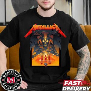 Metallica North American Tour 2024  Exclusive Pop-Up Shop Merch Poster For M72 Minneapolis MN US August 15th Skull Fire Dragon Unisex Essentials T-Shirt