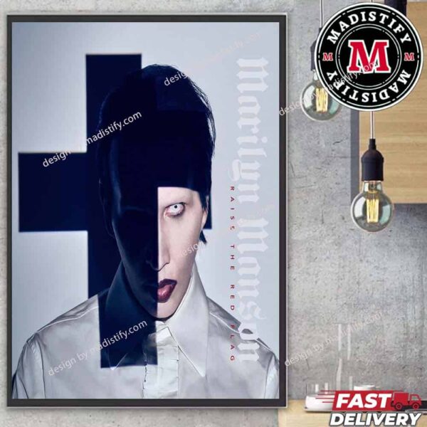 New Marilyn Manson Single Raise The Red Flag Release On August 15th 2024 In Europe Home Decor Poster Canvas