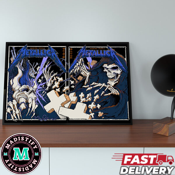 No Repeat Weekend M72 Chicago World Tour At Soldier Field Metallica Pop-Up Shop Merchandise August 9 And 11 2024 By Squindo Exclusvie Met On Tour Home Decor Poster Canvas