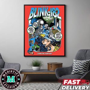 Official Blink-182 Tour Poster At Lexington Kentucky Rupp Arena Thursday August 1 2024 One More Time Tour Poster Canvas