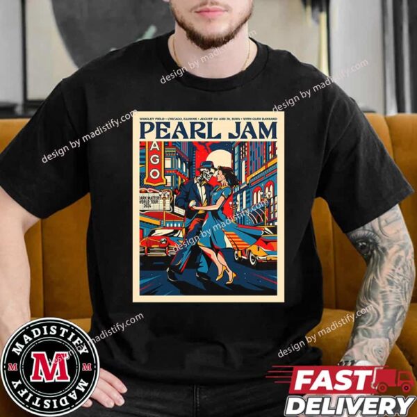 Official Pearl Jam Poster For The Show In Chicago at Wrigley Field Stadium On August 29th And 31st 2024 With Glen Hansard Art By Van Orton Unisex T-Shirt