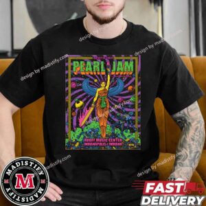 Pearl Jam And Glen Hansard Indianapolis Indiana Event At Ruoff Music Center On August 26th 2024 Merch Poster By Soldiers And Sailors Monument Lady Victory Artwork Unisex T-Shirt