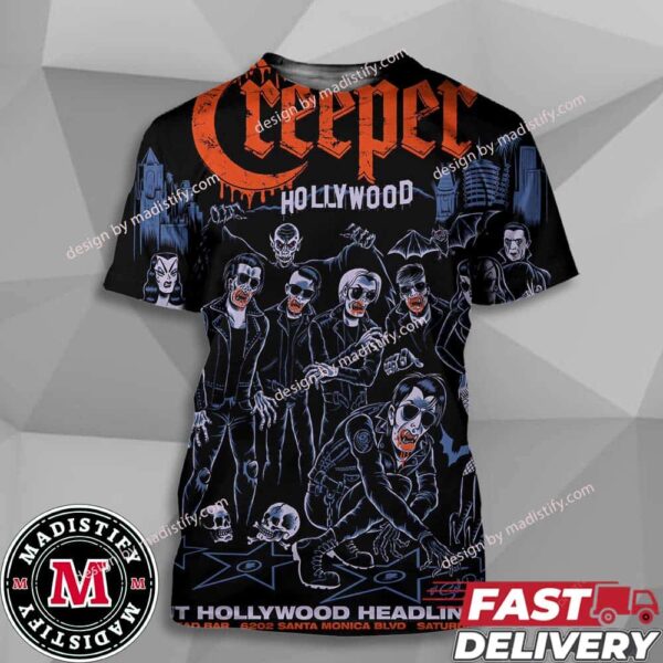 Poster For Creeper Debut Hollywood Headline Show 2024 In USA On October 12 At Knicklehead Bar 6202 Santa Monica BLVD Unisex All Over Print T-Shirt