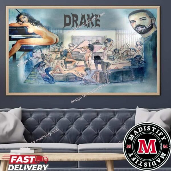 Scrapped Album Cover Art for Drake Certified Lover Boy Fan Gift Home Decor Poster Horizontal