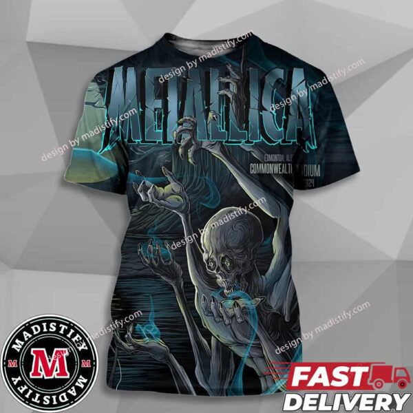 Second Night In M72 Edmonton Alberta Commonwealth Stadium On 25th August 2024 North America Tour No Repeat Weekend Metallica Pop-Up Shop 3D T-Shirt