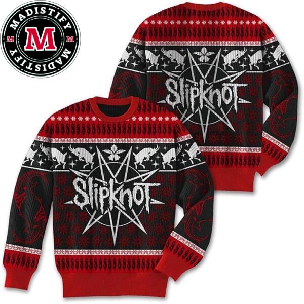 Slipknot Classic Logo And Goat Fight 2024 Chirstmas Gifts 2024 Xmas For Family And Friends Ugly Sweater