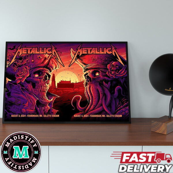 The Official Poster Night 1 And 2 Metallica Show M72 North American Tour In Foxborough Foxboro Stadium Massachusetts Gillette Stadium By Artist Maxx242 August 2-4 2024 Canvas Poster