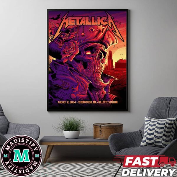 Tonight In Foxborough MA M72 North American Tour August 2 2024 Metallica Show At Gillette Stadium  And The Guys From Pantera And Mammoth WVH Poster Canvas