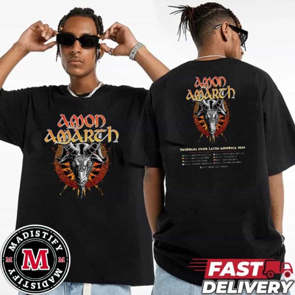 Amon Amarth Heidrun Over Latin America 2024 Tour Dates Vikings of Latin America Essentials Unisex Two Sides Tee Shirt