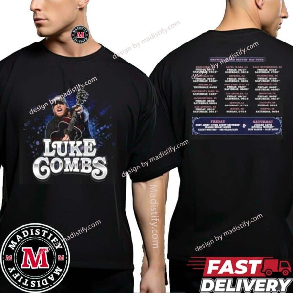 Luke Combs Tour Dates 2024 Growing Up And Gettin Old Tour Tee Country Music Gifts Unisex Two Sides Shirt