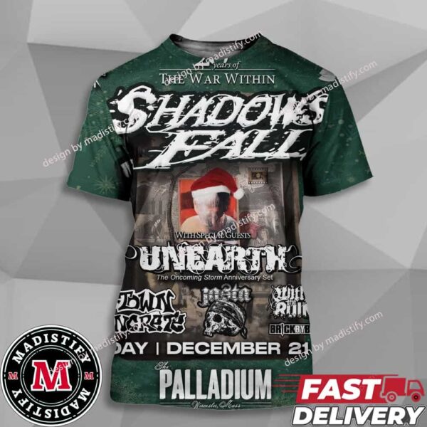 Metal-Hardcore Festival Presents Celebrating 20 Years Of The War Within Shadows Fall With Unearth Album The Oncoming Storm On December 21st 2024 At the Worcester Palladium Unisex All Over Print T-Shirt