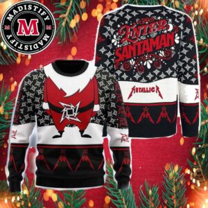 Metallica Enter Santaman Snowflakes Ninja Star Logo Pattern Christmas Metallica Ugly Sweater