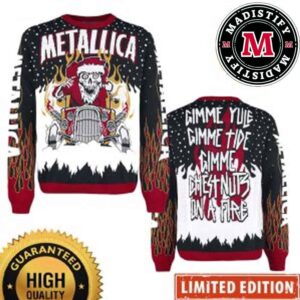 Metallica Gimme Yule Holiday Skeleton Santa Xmas Metallica Ugly Sweater Christmas