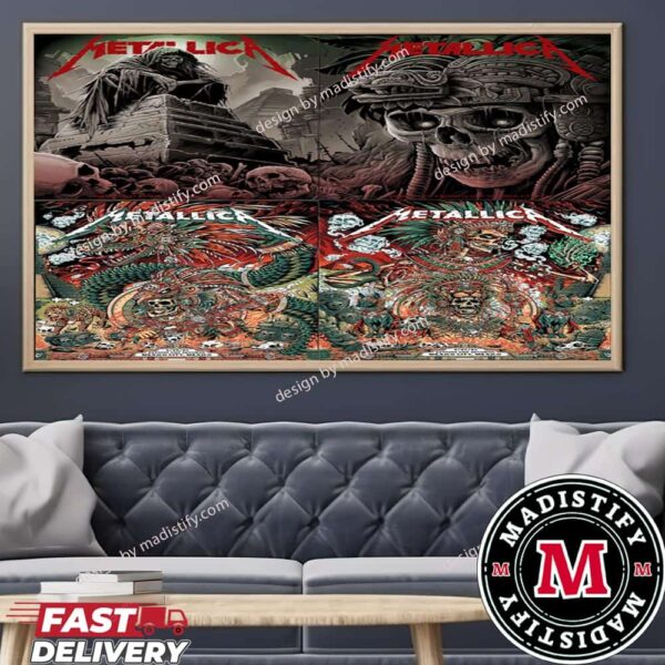 Metallica M72 CDMX Mexico City All Four Night Official Poster At Estadio GNP Seguros On September 2024 All Party Home Decor Poster Canvas