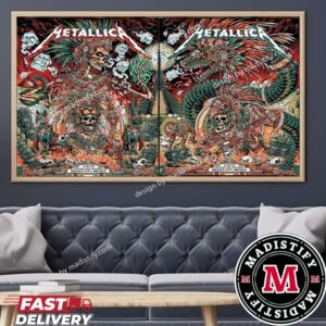 Metallica M72 CDMX Mexico City Night 3 And 4 Official Poster At Estadio GNP Seguros On September 2024 Artwork By Juan Ma Orozco Home Decor Horizontal Poster