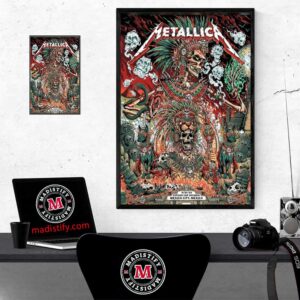 Metallica M72 CDMX Mexico City Night 3 Official Poster At Estadio GNP Seguros On September 27th 2024 Aztec Warriors Artwork By Juan Ma Orozco Home Decor Poster Canvas