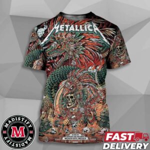 Metallica M72 CDMX Mexico City Night 4 Official Poster At Estadio GNP Seguros On September 29th 2024 Aztec Snake Artwork By Juan Ma Orozco All Over Print T-Shirt