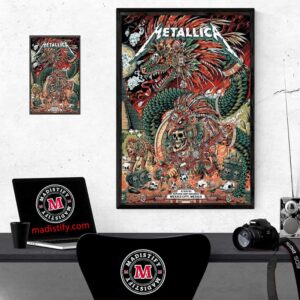 Metallica M72 CDMX Mexico City Night 4 Official Poster At Estadio GNP Seguros On September 29th 2024 Aztec Snake Artwork By Juan Ma Orozco Home Decor Poster Canvas