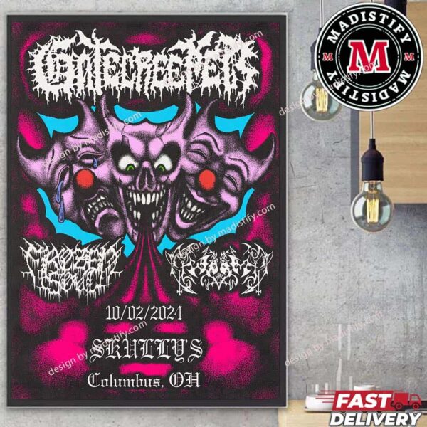 Official Poster Gatecreeper Concert In Columbus On October 2nd 2024 Home Decor Poster Canvas