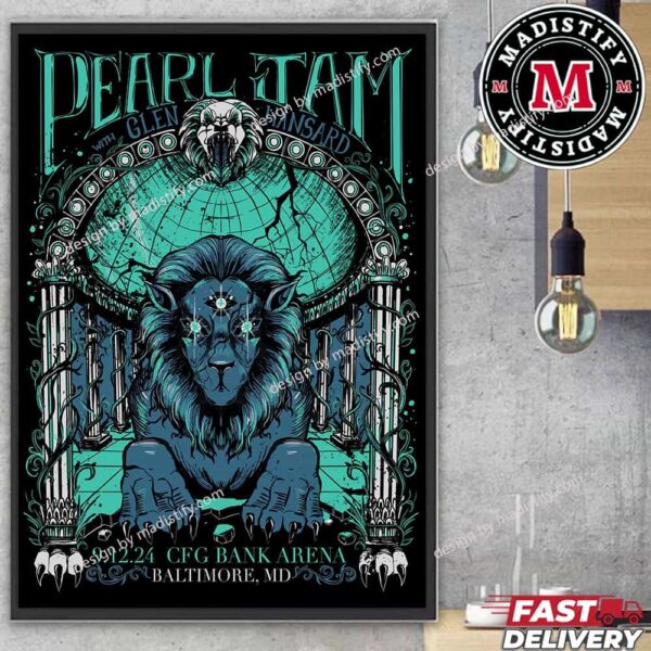 Pearl Jam Dark Matter In The DMV Show Tonight In Baltimore On September 12th 2024 At CFG Bank Arena Event Poster Art By Evangeline Gallagher Home Decor Poster Canvas