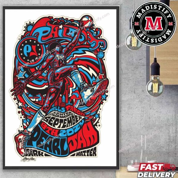 Pearl Jam Philadelphia PA 2024 At Wells Fargo Center On September 9th Event Poster Merch The Dark Matter Tour Home Decor Poster Canvas