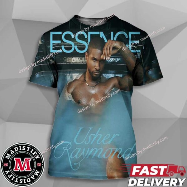 Usher Raymond Essence The Men’s Issue Cover Magazine 2024 Essentials All Over Print Tee Shirt