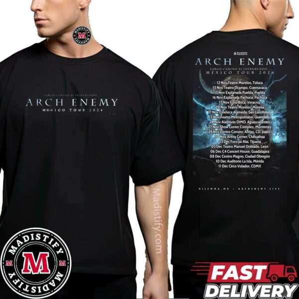 Arch Enemy Mexico Tour 2024 Eargo Camino El Inframundo Tour Dates Essentials Unisex Two Sides Tee Shirt