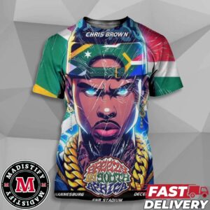 Chris Brown Jo Burg December 14th Show In 2024 At FNB Stadium Breezy In South Africa Essentials Fan Gift All Over Print T-Shirt